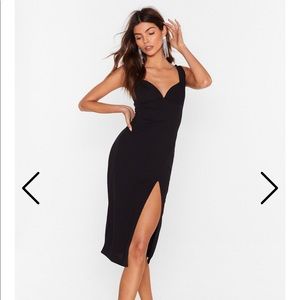 Nasty Gal Plunge Down Midi Dress In Black